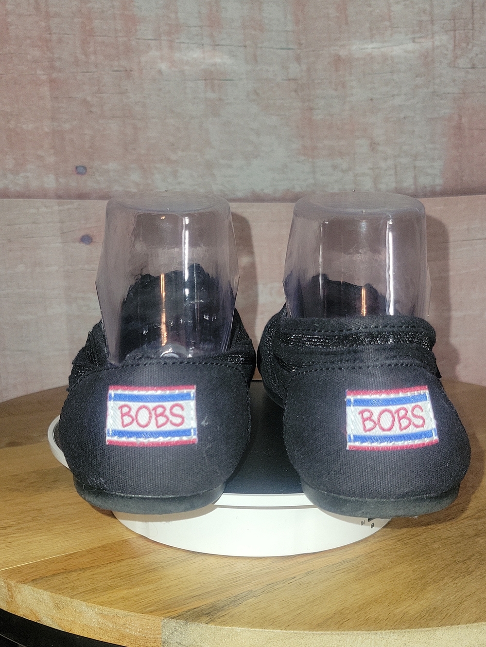 Sketchers BOBS Black Mesh Slip On Shoes - Picture 6 of 9